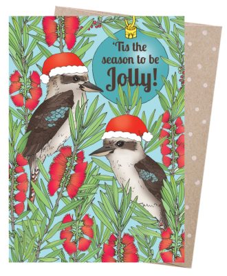 Callistemon and Kookaburra Christmas card